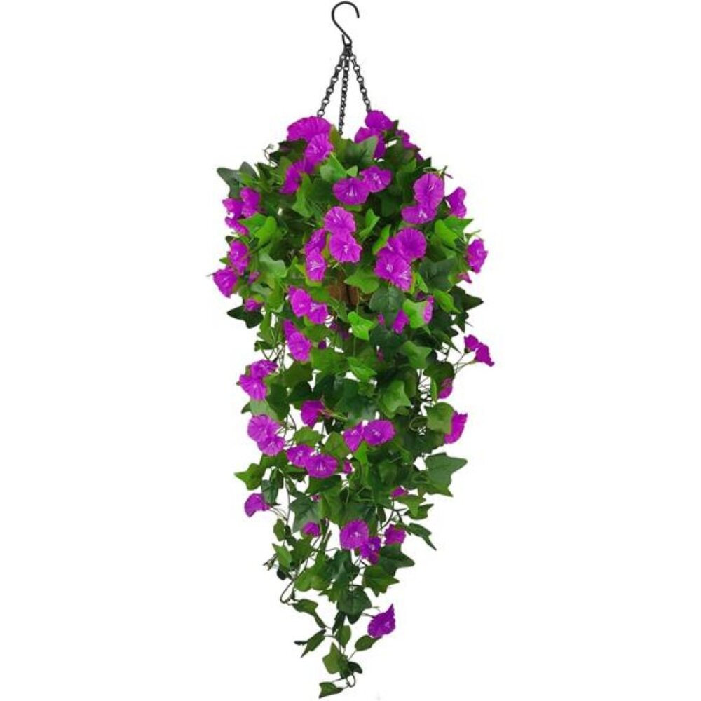 Artificial Fake Hanging Flowers Plants Basket for Spring Outdoor Outside